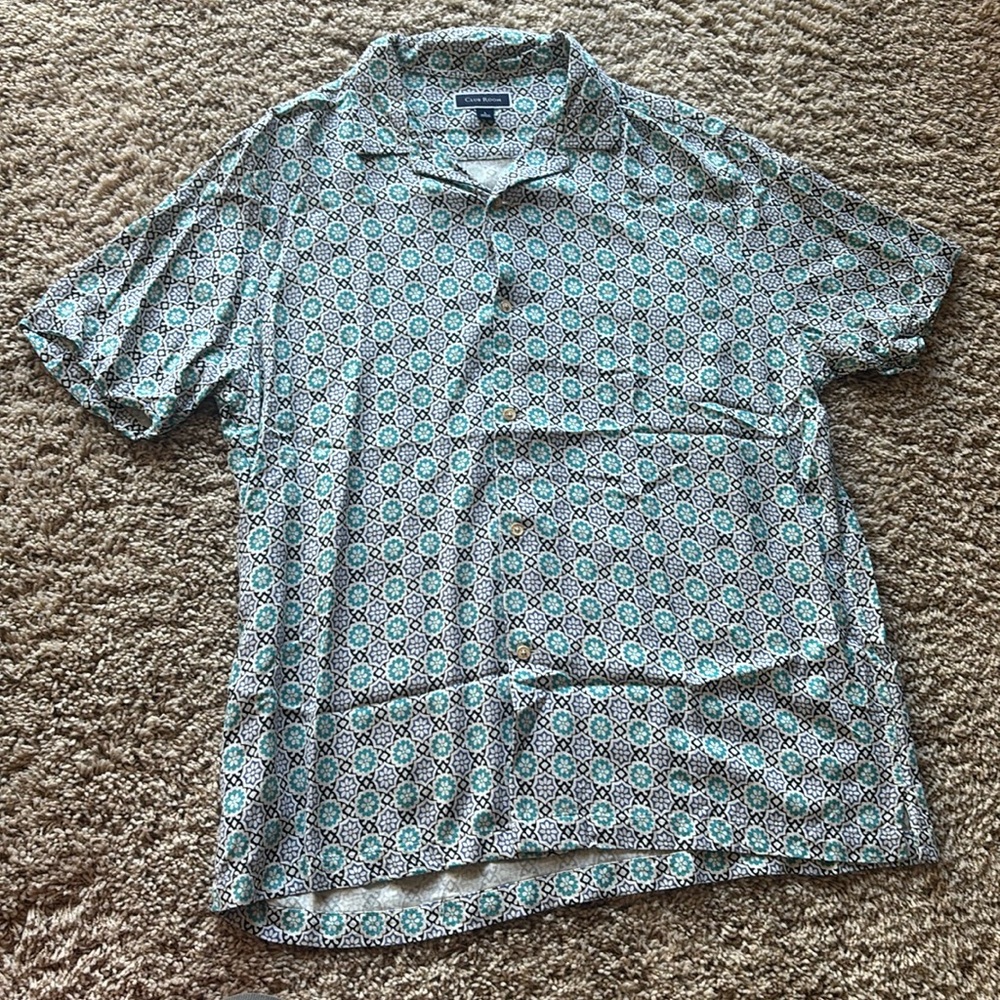 Men's Club Room Button Down Shirt Size L print silk